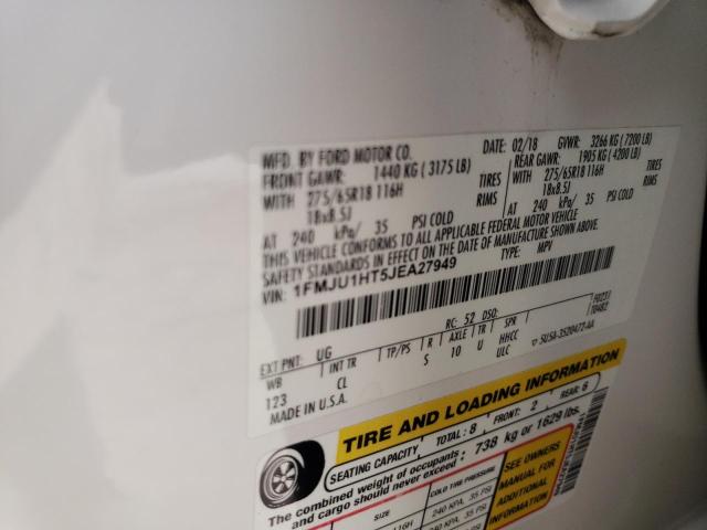 1FMJU1HT5JEA27949 - 2018 FORD EXPEDITION XLT 白色 照片 13