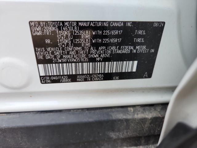 2T3W1RFVXRW351635 - 2024 TOYOTA RAV4 XLE WHITE photo 13