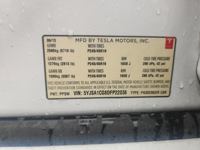 5YJSA1CG8DFP22036 - 2013 TESLA MODEL S Белый фото 12