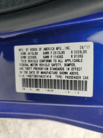 1HGCT2B81HA007419 - 2017 HONDA ACCORD EXL BLUE photo 13