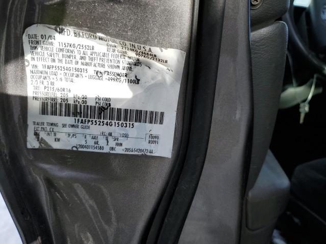 1FAFP55254G150315 - 2004 FORD TAURUS SES GRAY photo 12