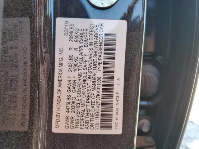 1HGCV2F37KA011006 - 2019 HONDA ACCORD SPORT BLACK photo 12