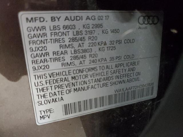 WA1LAAF72HD043936 - 2017 AUDI Q7 PREMIUM PLUS BROWN photo 13
