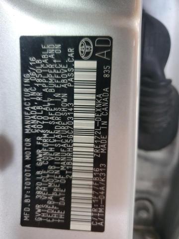 2T1BURHE5GC703143 - 2016 TOYOTA COROLLA L Gümüş foto 12