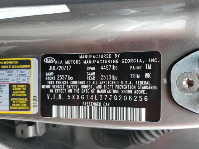 5XXGT4L37JG206256 - 2018 KIA OPTIMA LX GRAY photo 12