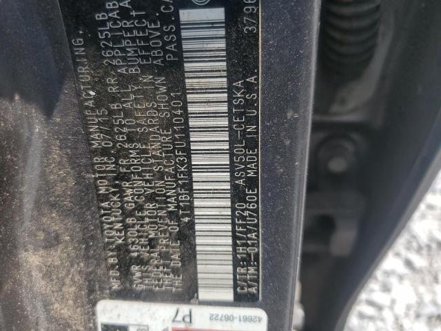 4T1BF1FK3FU110401 - 2015 TOYOTA CAMRY LE 灰色 照片 12