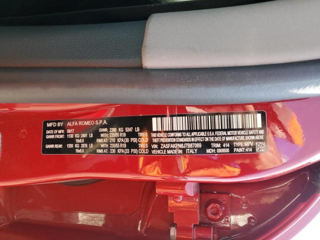 ZASFAKPN8J7B87069 - 2018 ALFA ROMEO STELVIO SPORT Красный фото 13