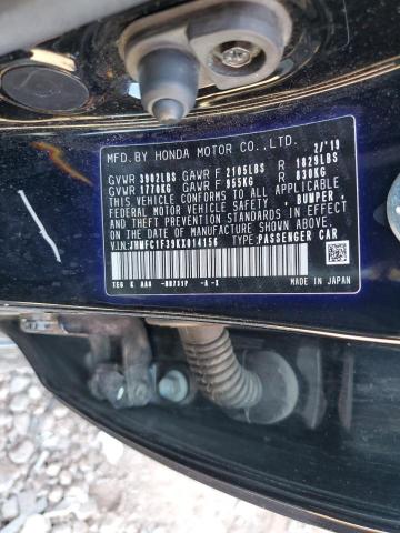 JHMFC1F39KX014156 - 2019 HONDA CIVIC EX BLACK photo 12