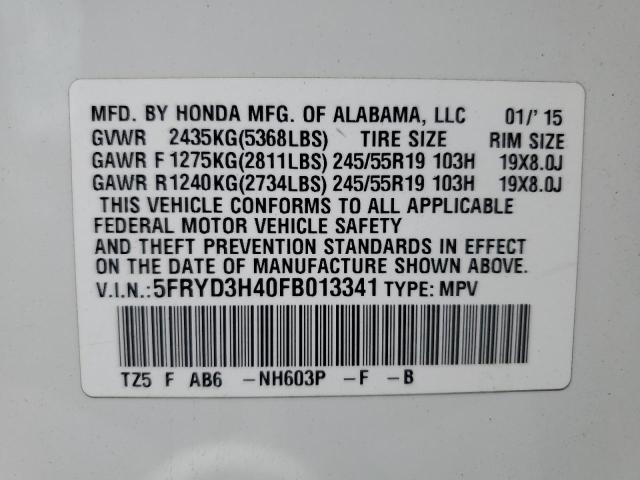 5FRYD3H40FB013341 - 2015 ACURA MDX TECHNOLOGY Beyaz fotoğraf 14