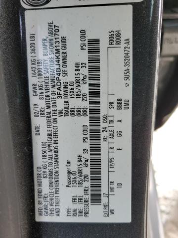 3FADP4BJ4KM131707 - 2019 FORD FIESTA SE GRAY photo 12