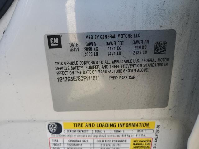 1G1ZG5E78CF111511 - 2012 CHEVROLET MALIBU LTZ 白色 照片 12