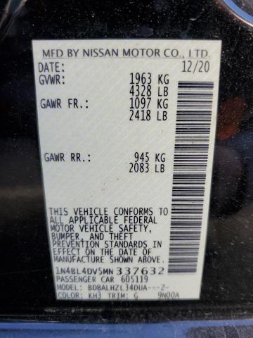 1N4BL4DV5MN337632 - 2021 NISSAN ALTIMA SV BLACK photo 12