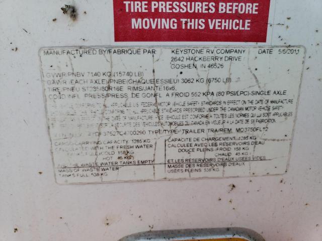 4YDF37527C4700290 - 2012 KEYSTONE MONTANA 白色 照片 10