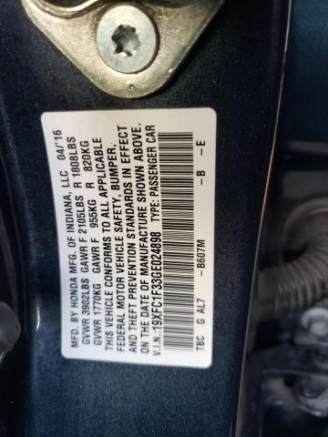 19XFC1F33GE024898 - 2016 HONDA CIVIC EX GRAY photo 12