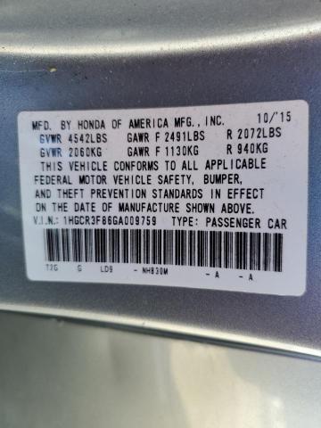 1HGCR3F86GA009759 - 2016 HONDA ACCORD EXL SILVER photo 12