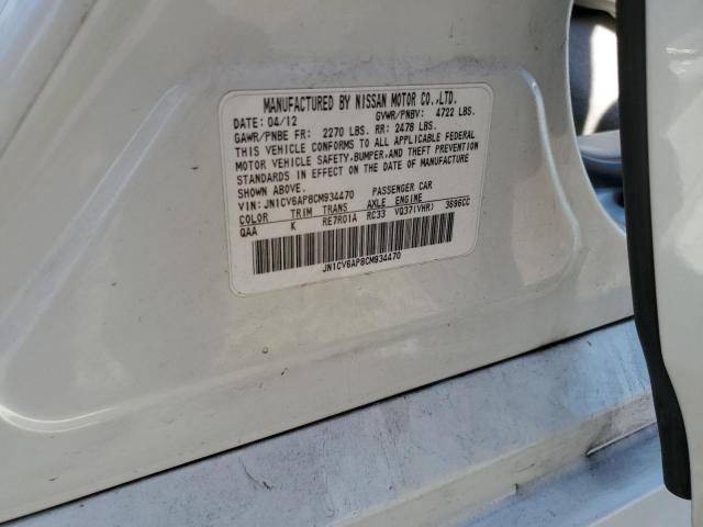JN1CV6AP8CM934470 - 2012 INFINITI G37 BASE WHITE photo 12
