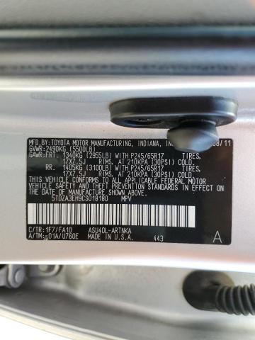 5TDZA3EH9CS018180 - 2012 TOYOTA HIGHLANDER BASE فضي صورة 14