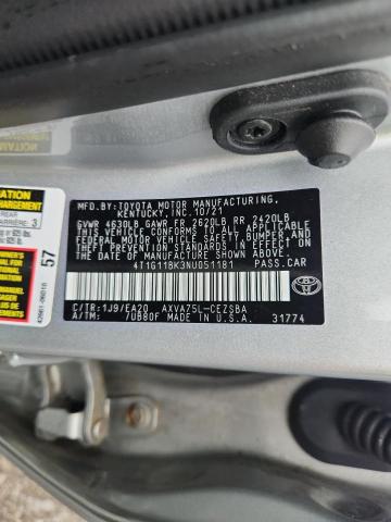 4T1G11BK3NU051181 - 2022 TOYOTA CAMRY SE ვერცხლისფერი ფოტო 12