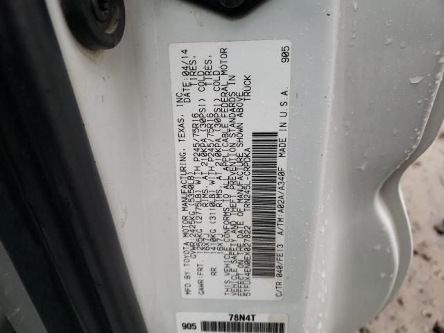 5TFUX4EN0EX027822 - 2014 TOYOTA TACOMA ACCESS CAB თეთრი ფოტო 12