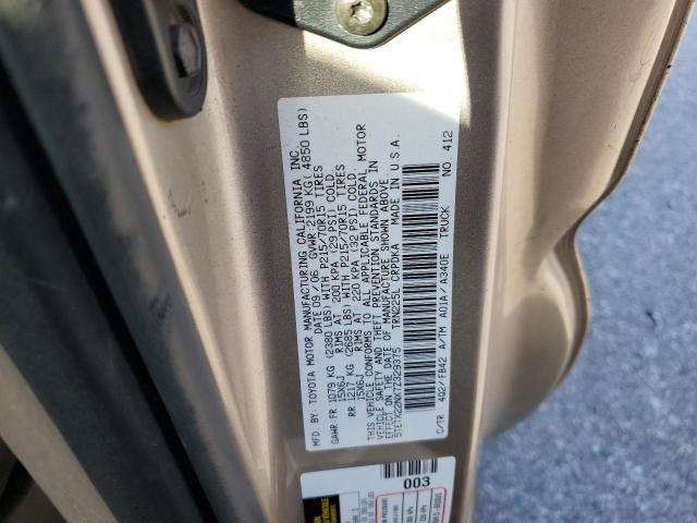 5TETX22NX7Z329375 - 2007 TOYOTA TACOMA ACCESS CAB Бежевый фото 12