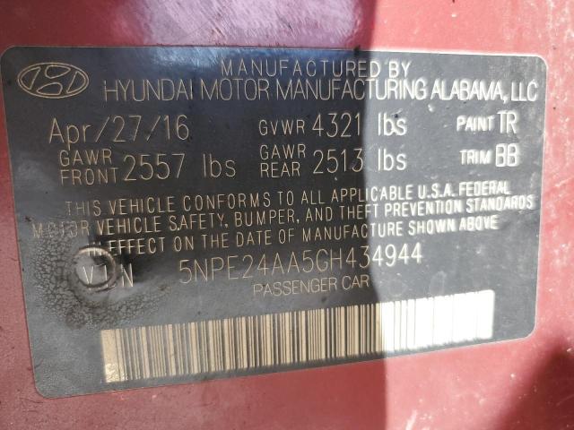 5NPE24AA5GH434944 - 2016 HYUNDAI SONATA ECO RED photo 13