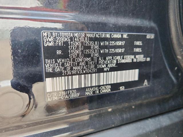 2T3G1RFV3LW104291 - 2020 TOYOTA RAV4 LE BLACK photo 13