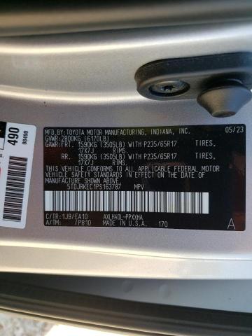 5TDJRKEC1PS163787 - 2023 TOYOTA SIENNA XLE SILVER photo 14