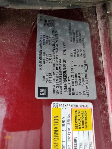 5GAKRBKD5HJ109930 - 2017 BUICK ENCLAVE ბურგუნდია ფოტო 14