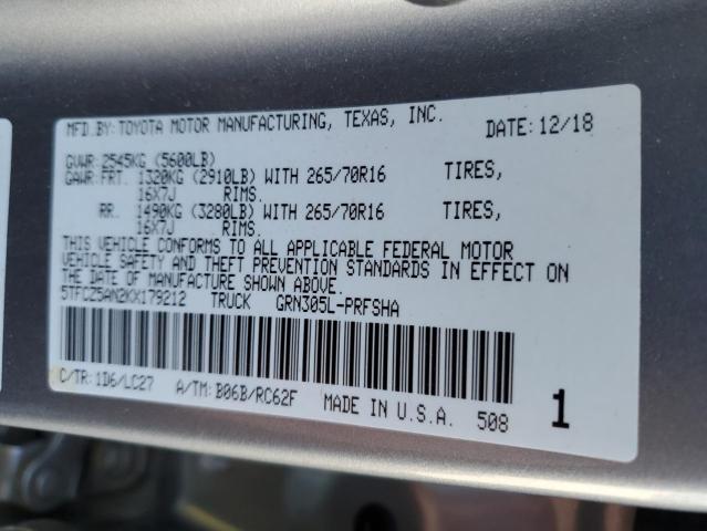 5TFCZ5AN2KX179212 - 2019 TOYOTA TACOMA DOUBLE CAB Plata foto 12