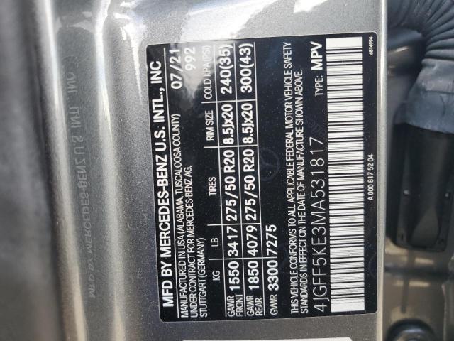 4JGFF5KE3MA531817 - 2021 MERCEDES-BENZ GLS 450 4MATIC GRAY photo 14