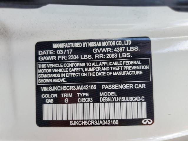 SJKCH5CR3JA042166 - 2018 INFINITI QX30 BASE WHITE photo 13