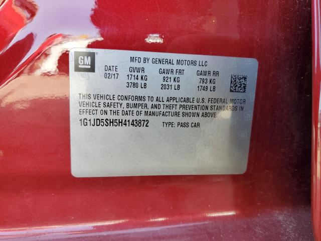 1G1JD5SH5H4143872 - 2017 CHEVROLET SONIC LT Kastanienbraun Foto 12