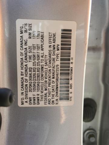 2HKRM4H58GH672579 - 2016 HONDA CR-V EX GRAY photo 13