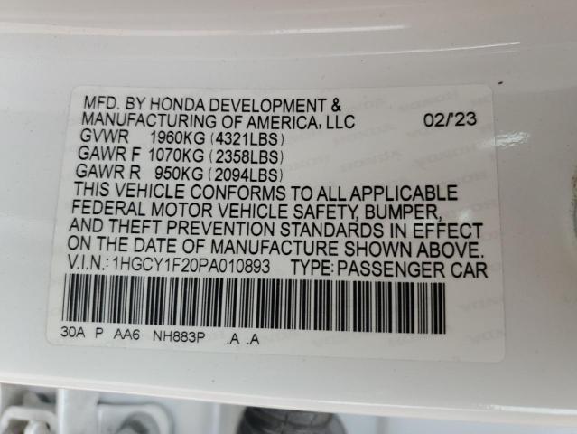 1HGCY1F20PA010893 - 2023 HONDA ACCORD LX WHITE photo 13