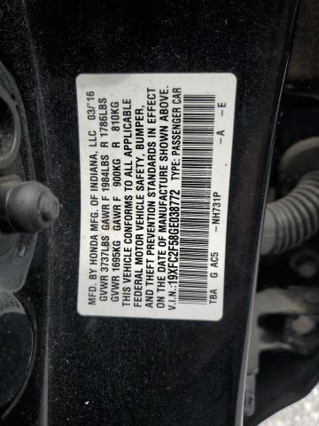 19XFC2F58GE038772 - 2016 HONDA CIVIC LX BLACK photo 12