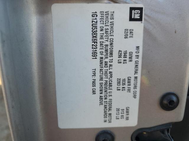 1G1ZU538X6F231691 - 2006 CHEVROLET MALIBU LTZ ვერცხლისფერი ფოტო 12