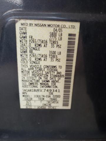 5N1AR18U95C749341 - 2005 NISSAN PATHFINDER LE BLUE photo 10