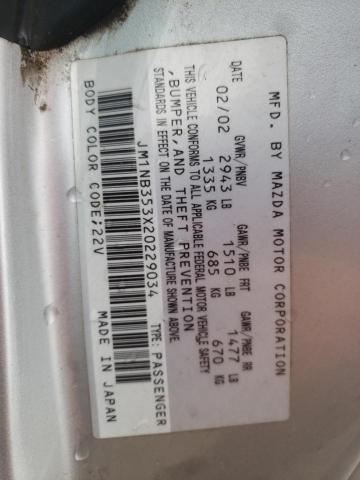 JM1NB353X20229034 - 2002 MAZDA MX-5 MIATA BASE SILVER photo 12