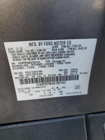 1FAHP2E96DG182162 - 2013 FORD TAURUS SEL GRAY photo 12