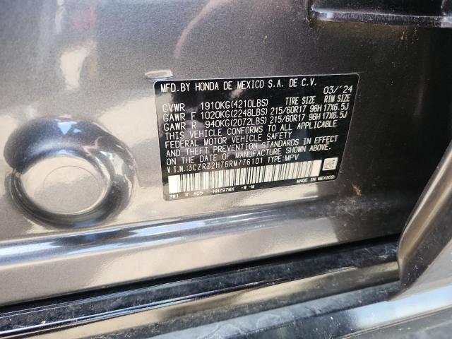 3CZRZ2H76RM776101 - 2024 HONDA HR-V EXL GRAY photo 12