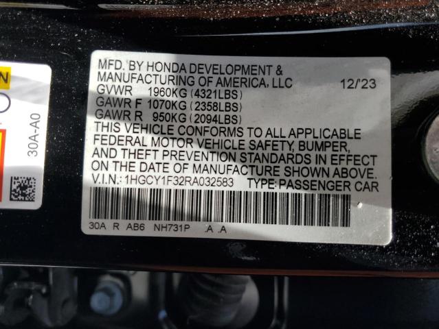 1HGCY1F32RA032583 - 2024 HONDA ACCORD EX BLACK photo 13