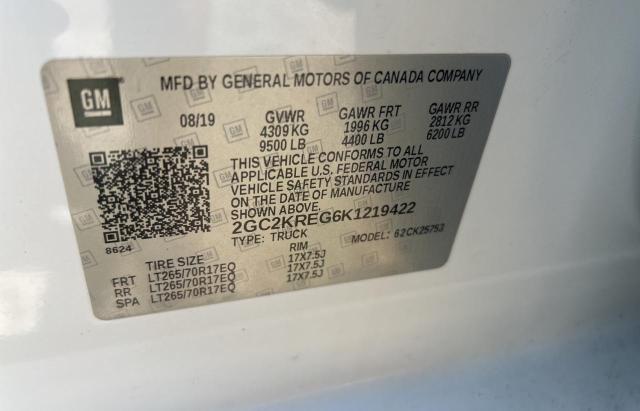 2GC2KREG6K1219422 - 2019 CHEVROLET SILVERADO K2500 HEAVY DUTY WHITE photo 10