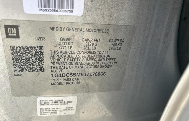 1G1BC5SM9J7176866 - 2018 CHEVROLET CRUZE LS SILVER photo 10