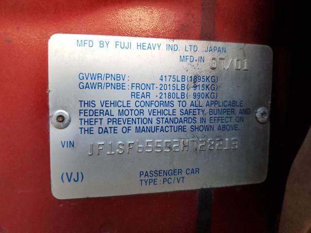 JF1SF65552H728213 - 2002 SUBARU FORESTER S RED photo 12