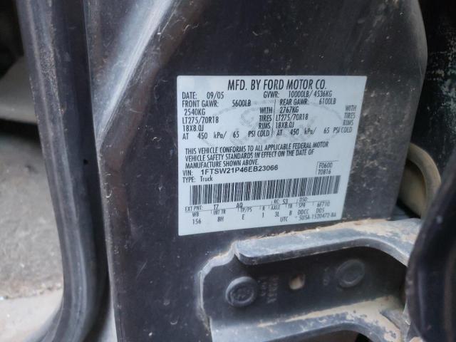 1FTSW21P46EB23066 - 2006 FORD F250 SUPER DUTY BLACK photo 12