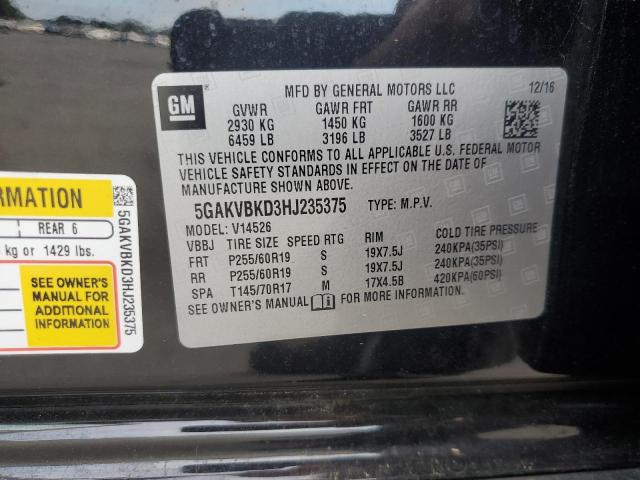 5GAKVBKD3HJ235375 - 2017 BUICK ENCLAVE 黑色 照片 12