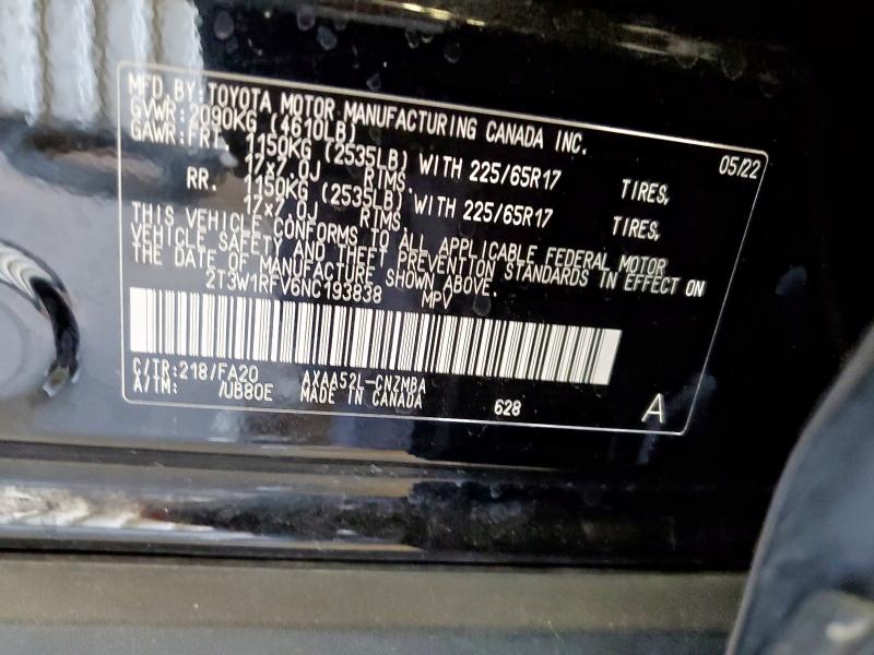 2T3W1RFV6NC193838 - 2022 TOYOTA RAV4 XLE BLACK photo 13