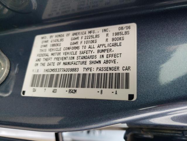 1HGCM55377A009883 - 2007 HONDA ACCORD SE BLUE photo 12