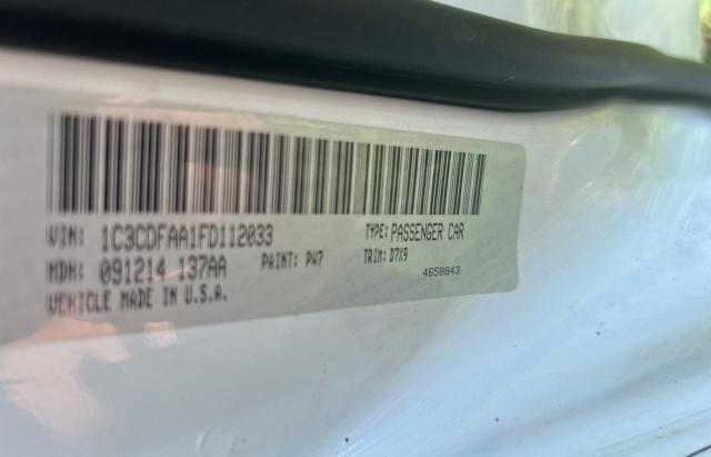 1C3CDFAA1FD112033 - 2015 DODGE DART SE WHITE photo 10