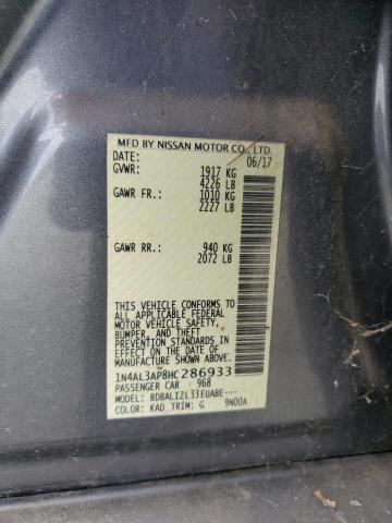 1N4AL3AP8HC286933 - 2017 NISSAN ALTIMA 2.5 GRAY photo 12
